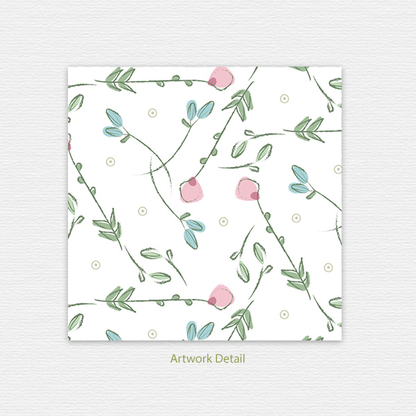 Pretty Pink and Blue Floral Pattern Note Card - Image 4